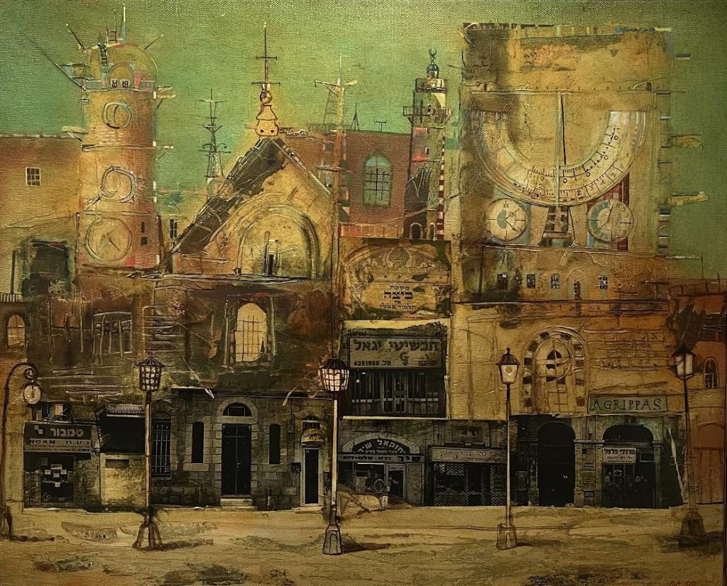 Alexander Gurevich<br>
Agrippa Street, 1990, oil on canvas, 40 x 47 in<br>
Collection of Inna and Ruvim Braude